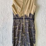 London Dress Company Nude Navy Lace Eyelash Fringe Sleeveless Dress Whimsigoth Tan Size 4 Photo 1
