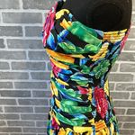 80's Bold Floral Strapless Party Dress | Ruched Bustier Mini Bubble | Size 10 Pink Photo 4