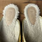 Schutz Evelin Ballet Flat Metallic Gold Women's Size 8.5 Bow Slip On Bow Sherpa Photo 3