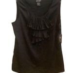 Lord and Taylor sleeveless ruffled front round neck black blouse tank top size 8 Photo 0