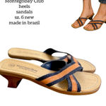 Montego Bay Club Y2K  Denim Leather Heels Sandals Size 6‎ New Brazil Photo 0