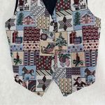 Bobbie Brooks Women’s Vtg Christmas Vest Patchwork Embroidered Holiday Festive L Red Size L Photo 2