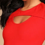 Lulus NWT  Beyond‎ Basics Ribbed Cutout Bodycon Mini Dress in Bright Red Size S Photo 0