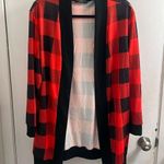 Floral Blooming red/black checkered open cardigan size large Red Photo 0