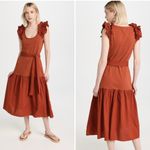 Nation Ltd x Evereve Everleigh Ruffle Shoulder Midi Dress in Cayenne Size XS Photo 1