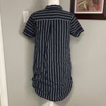 J.Jill Love Linen Navy Stripe Shirt Dress 100% Linen Womens Size Small Blue Photo 2