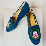 Talbots Ryan Embroidered Suede Loafers - Polar Bear Navy Blue Flats Holidays 5M Photo 3