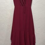 Lulus Lulu’s Pour the Champagne Burgundy Ruffled Backless Maxi dress Photo 7