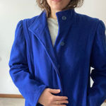 VINTAGE FORECASTER of BOSTON Wool Puff Sleeve Longline Pea Coat Blue Size L Photo 0