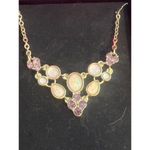Vintage Avon SAQ Orchid Bliss Delicate Frontal Necklace Pink Gold Tone New Box Photo 1