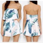 L'ATISTE L’atiste Strapless Floral Palm Tree Leaves Romper With Pockets Size Large Beach Photo 11