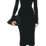 Enza Costa Knit One Shoulder Dress in Black Large New Womens Midi Photo 0