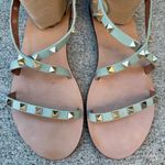 Valentino Garavani Valentino Rockstud flat lace-up mint green leather gladiator sandals size IT 37 Photo 9