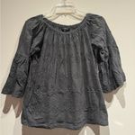 Lucky Brand  gray 3/4 sleeves boho peasant blouse size large Photo 3