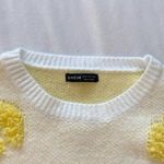 butter yellow and white fuzzy geometric sweater Size M Photo 2