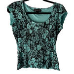 INC International Concepts Y2k Floral Lace Top Aqua Blue Black Fairy Whimsigoth Photo 0