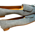 Tod's Bowed Eye Moc Suede Loafer Flats Pale Blue Women's Size 37.5 Photo 0