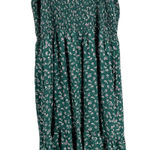 Gap  XXL Green Floral Smocked Bodice Tiered Midi Dress 100% Rayon Spring Casual Photo 0