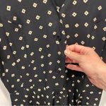 DKNY Vintage 80’s-90’s black silk midi short sleeve button front dress polka squares Photo 6