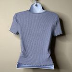 American Eagle Blue Short Sleeve Ribbed Crop Top Women's Small Photo 2