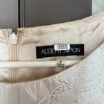 Albert Nipon Elegant Cream Sleeveless Dress with Shimmer Shiny Floral Embossing White Size 8 Photo 3