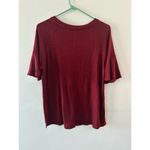 Massini  Top Women's Medium Maroon Red Burnout Short Sleeve Crewneck Photo 4