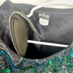 Vintage Rio Blouse Rainbow Sequin Shimmer Short Sleeve Shirt Size Small Pink Photo 7