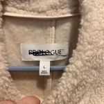 Prologue  Womens Long Duster Sherpa Vest Cream Size L Pockets Collar Winter Cozy Photo 2