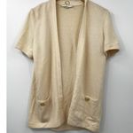 St. John Sweater Womens Open Front Summer Top Short Sleeve Beige Cardigan P 2 Photo 0