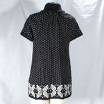 Style & Co Fair Isle Knit Y2K Black & White Floral Dotted Short Sleeve Cardigan Sweater Photo 4