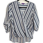 West Kei  Blue & White Faux Wrap Shirt Size Small Business Casual Meets‎ Yacht Photo 0