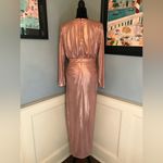 House Of CB NWOT Mina Metallic Pink Silky Floor Length Gown Maxi Dress Sz L Photo 4