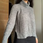 EXPRESS Gray Marled Extreme Hi-lo Hem Turtleneck Sweater Photo 6