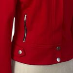 Cache  Jacket Cropped High Stand Collar Moto Zip Snap Closure Red Women’s Size 4 Photo 11