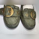 American Eagle Vintage Women’s Suede Green Moccasin Buckle Loafers-Size 9 Photo 2