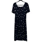 Old Navy NWT  Waist Defined Button Front Midi Dress in Navy Polka Dot - Size M Photo 2