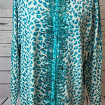 Quacker Factory Cardigan knit sweater leopard sequin Medium Rhinestone QVC Photo 0