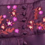 Free People NEW  Embroidered Purple Mini Dress Low V Front Satin button Accent 2 Photo 3