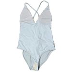 Aerie  One Piece Swimsuit Light Blue Lace Trim Criss Cross Back Size S Photo 2