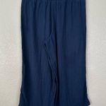 Time and Tru Linen Blend Navy Blue Wide Leg Pull On Pants, Sz Large Photo 5