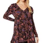 Free People  Hello Lover Tunic Top Womens Size XS Black Floral Long Sleeve Photo 0