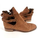 Free People  Landslide Tan Bootie Ankle Boot Braided‎ Leather Cutout Size 40 Tan Photo 4