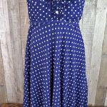Ombre Size 8 Sleeveless Halter Dress Blue White Polka Dots Padded Bra Ru… Photo 4