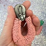 ZARA Like  Oversized Pink and Green Beaded Earrings Photo 5