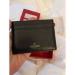 Valentino Garavani Rockstud Leather Card Holder Black Gold Studded Photo 2