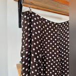 Vintage Nine & Co. Chocolate Brown White Polka Dot Bias Cut Midi Skirt Size 10 Photo 6