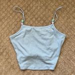 NEW Ardene Spaghetti Strap Tank Blue Ribbed Heart Beads Stretch 90s Size Small Photo 0