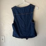Womens Dark Wash‎ Denim Vest Sleeveless Jean Button Up Braided Pockets S Western Blue Photo 5