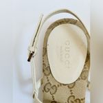 Gucci  White leather GG supreme canvas interlocking heart thong sandals EU 36.5 Photo 3