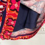 Eliza J  Navy Blue Striped Floral Print 3/4 Sleeve Shift Mini Dress Womens 6 Red Photo 7